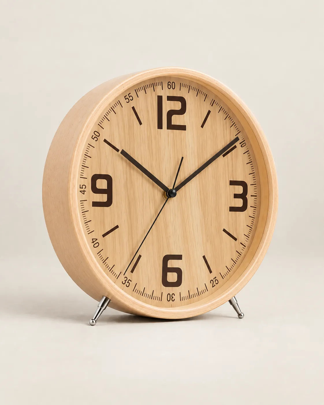 Horloge à Poser Bois 22 cm Silencieuse sur Pieds