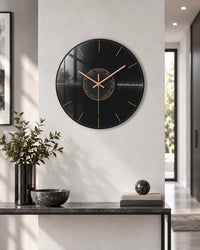 Horloge Murale Musique Verre Trempé Motif Vinyle Silencieuse