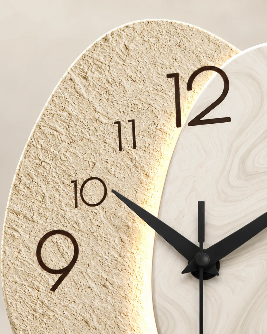 Horloge Murale Bois MDF Géométrique Silencieuse — 3 Tailles