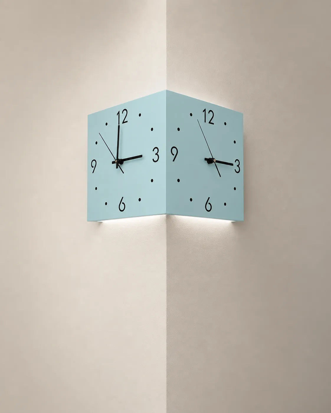 Horloge Murale d’Angle Double Face Carrée Silencieuse