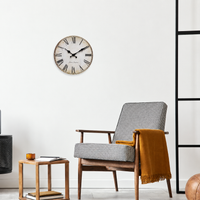 Horloge Murale Bois Rétro Chiffres Romains Silencieuse — 4 Tailles