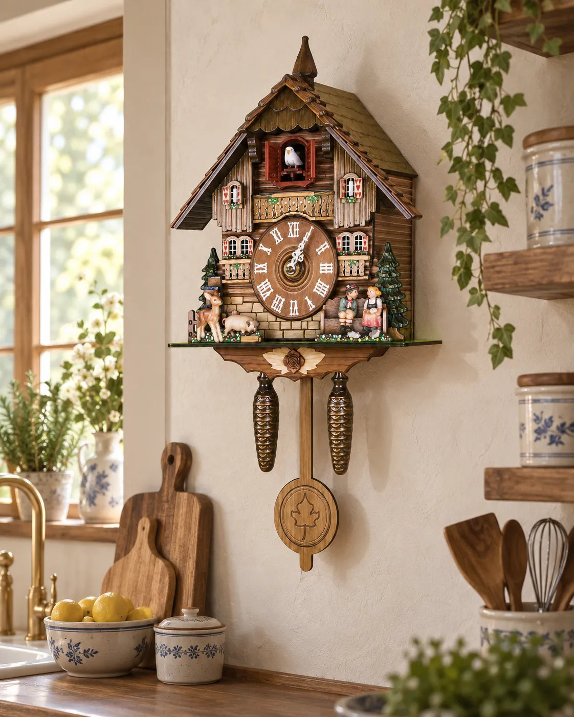 Horloge Coucou Bois Rétro Oiseau Animé à Sonnerie — 3 Modèles