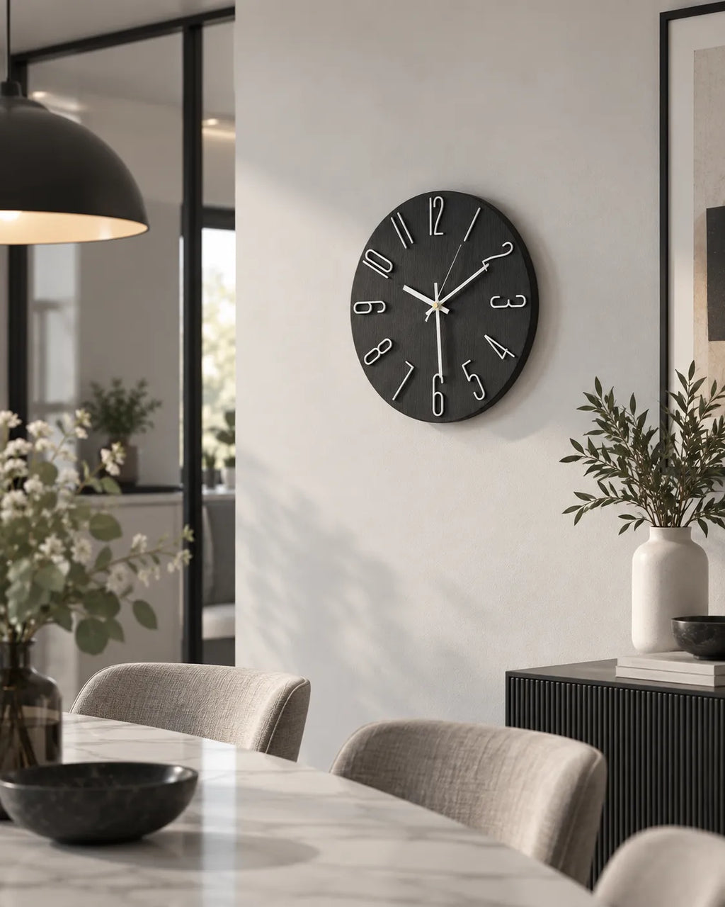 Horloge Murale Ronde 30 cm Chiffres 3D Silencieuse — 4 Coloris