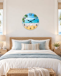 Horloge Murale Bois Motif Plage Silencieuse — 4 Tailles