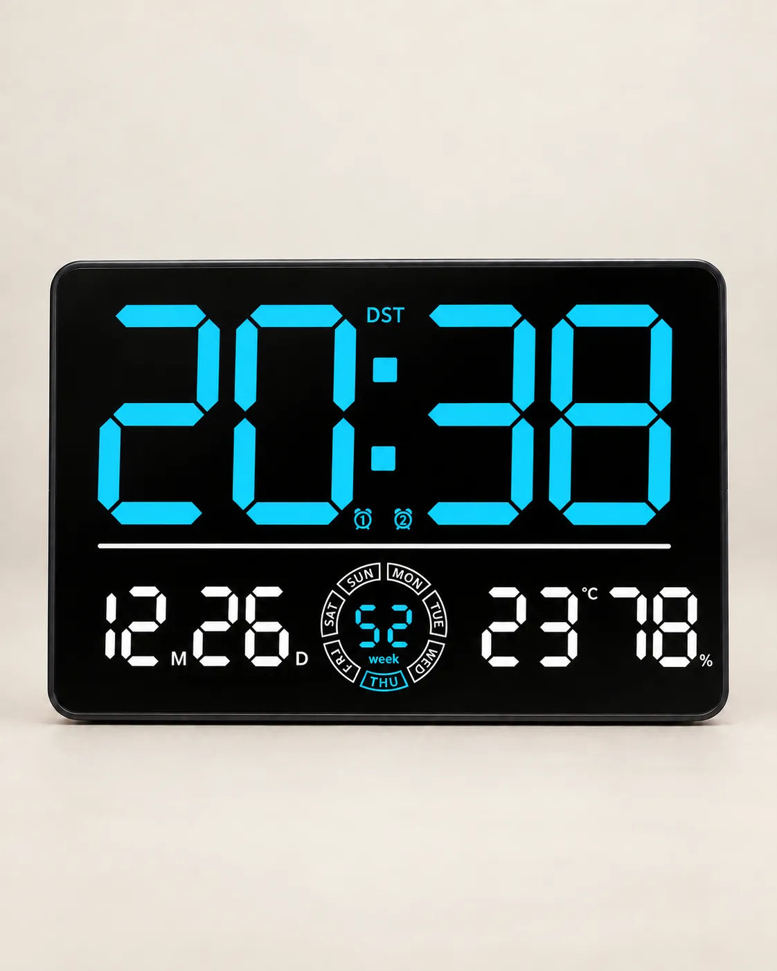 Horloge Murale Numérique LED 33 cm Double Alarme et Compte à Rebours