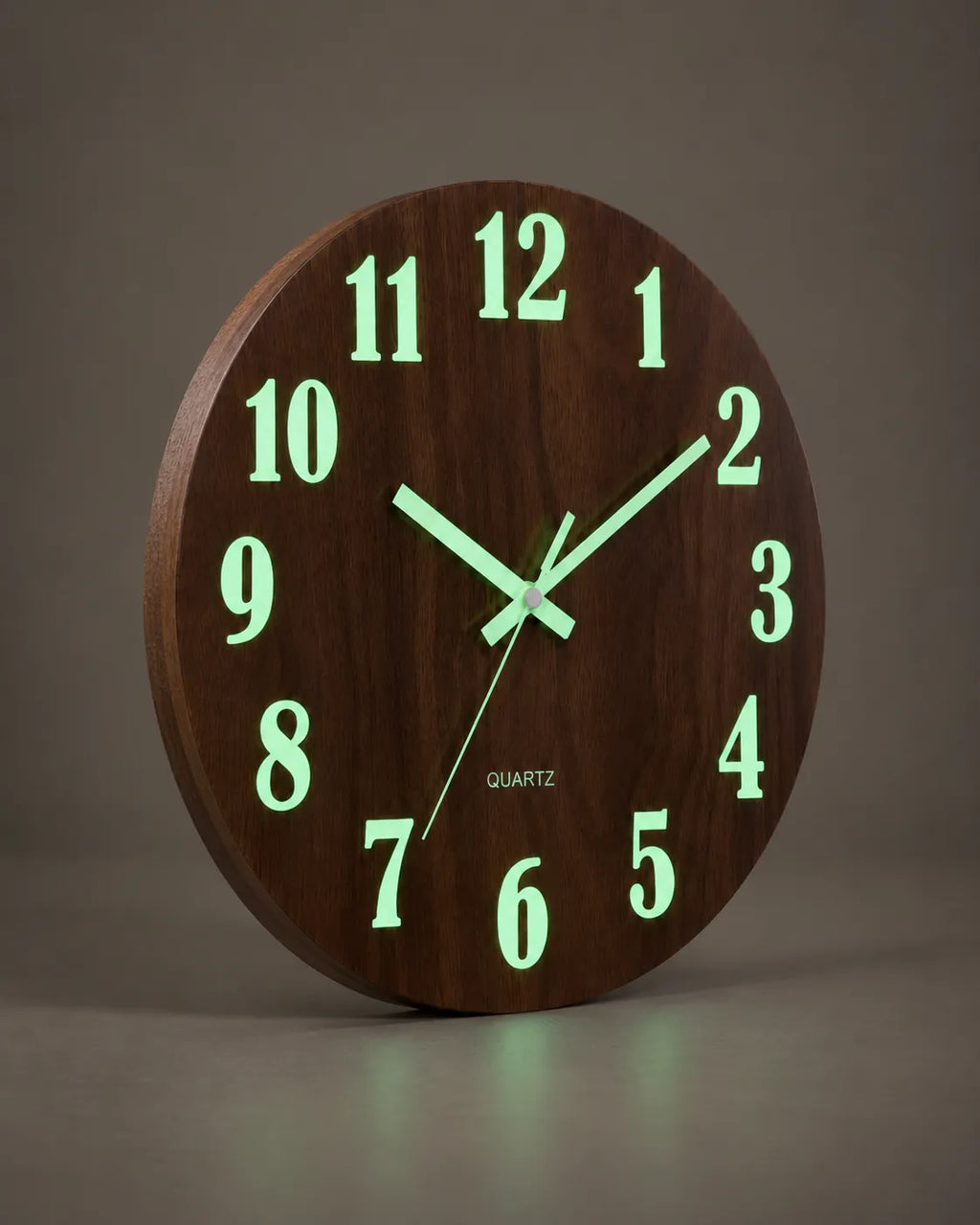 Horloge Murale Bois Marron 30 cm Lumineuse Silencieuse