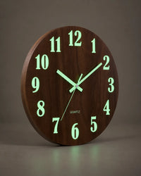 Horloge Murale Bois Marron 30 cm Lumineuse Silencieuse