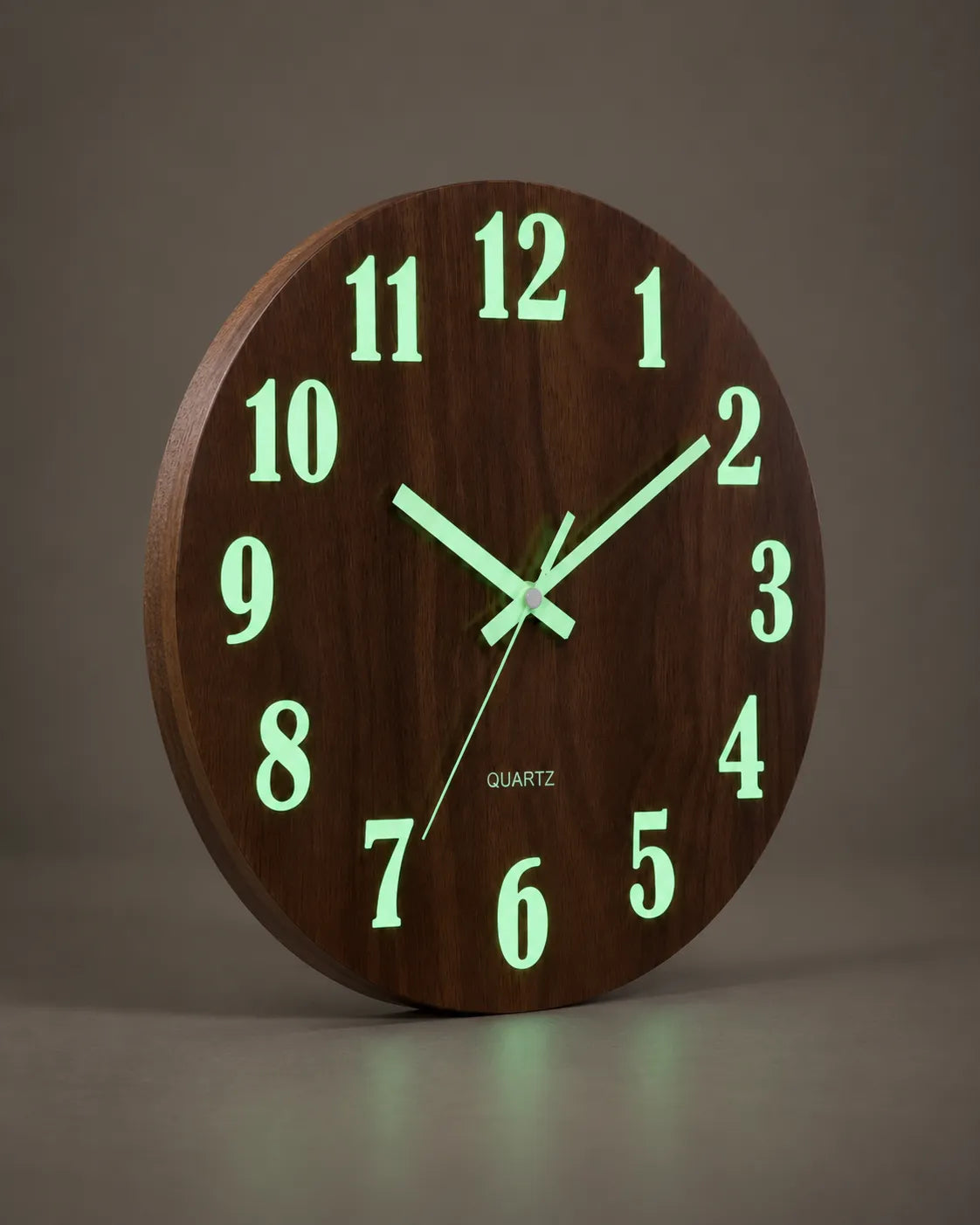 Horloge Murale Bois Marron 30 cm Lumineuse Silencieuse