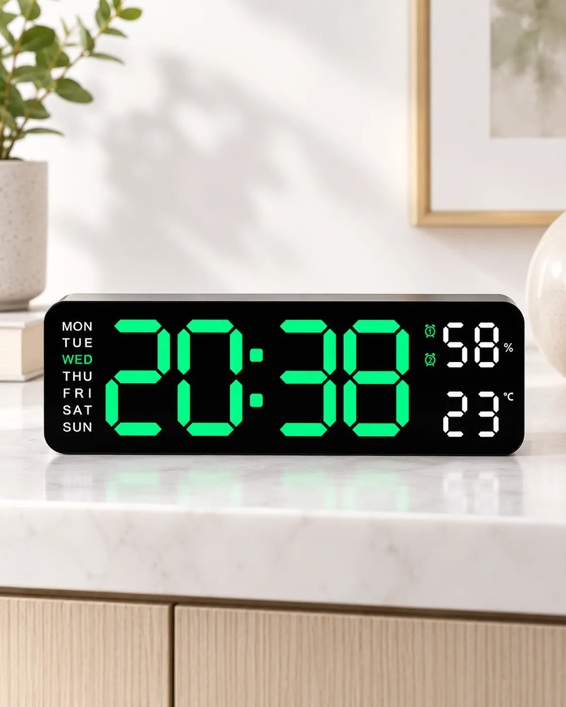 Horloge Murale Numérique LED 22,8 cm Température et Humidité