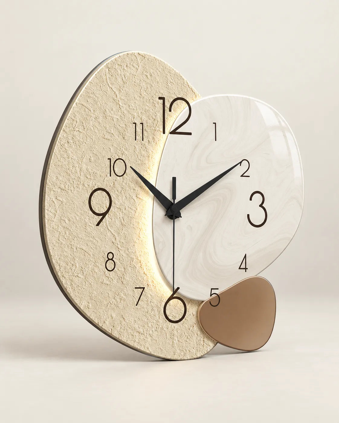 Horloge Murale Bois MDF Géométrique Silencieuse — 3 Tailles