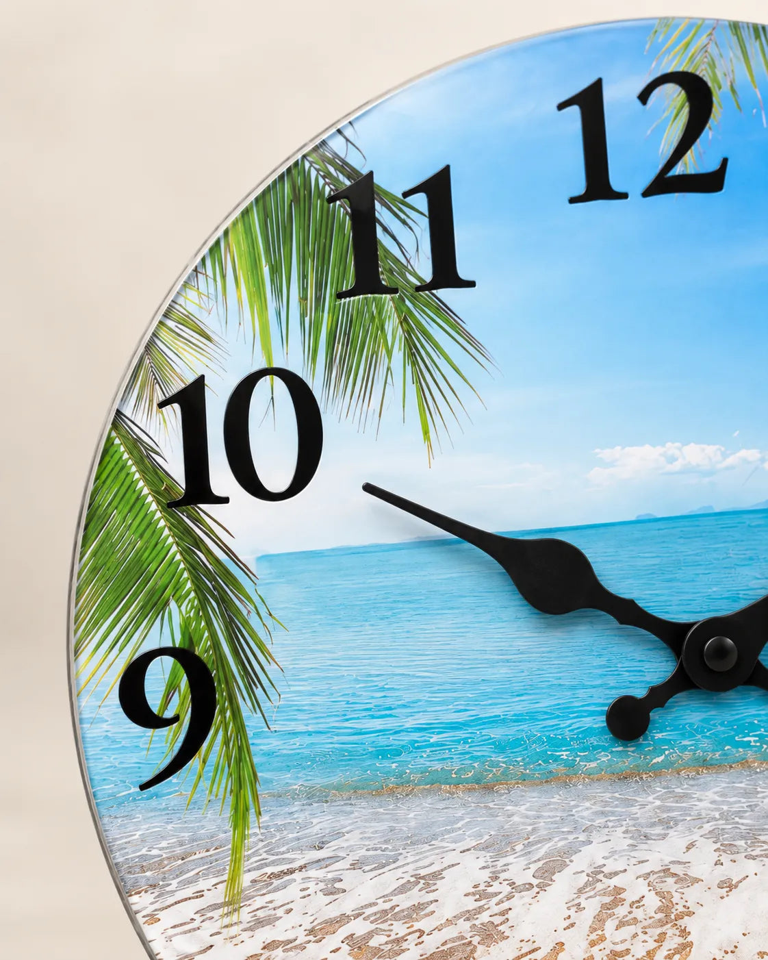Horloge Murale Bois Motif Plage Silencieuse — 4 Tailles