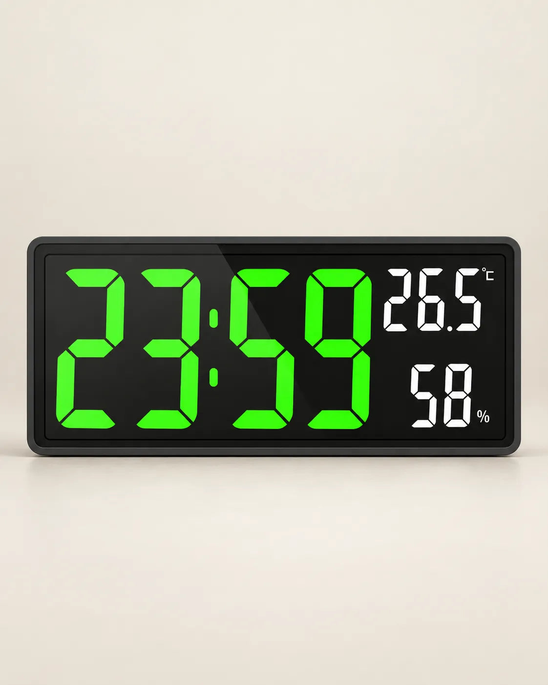Horloge Murale LED 36,3 cm Température et Humidité avec Mode Nuit