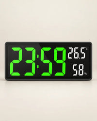Horloge Murale LED 36,3 cm Température et Humidité avec Mode Nuit