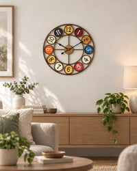 Horloge Murale Fer Rétro à Chiffres Multicolores - 52 cm