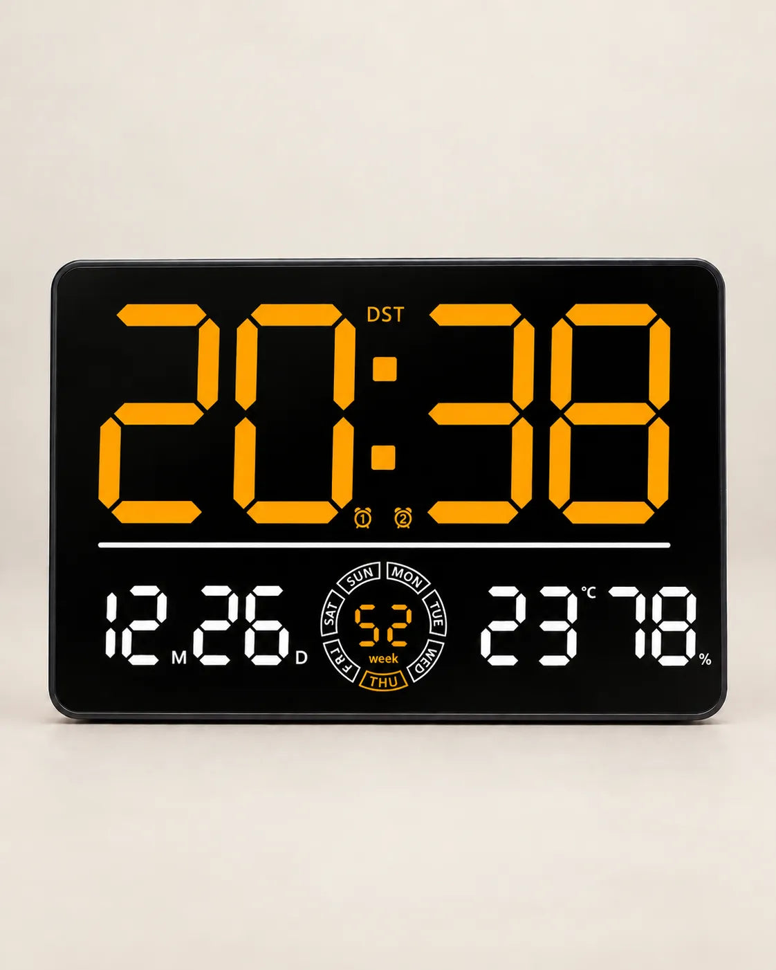 Horloge Murale Numérique LED 33 cm Double Alarme et Compte à Rebours