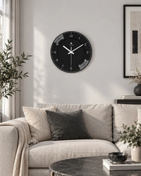 Horloge Murale Noire Ronde Silencieuse — 4 Tailles