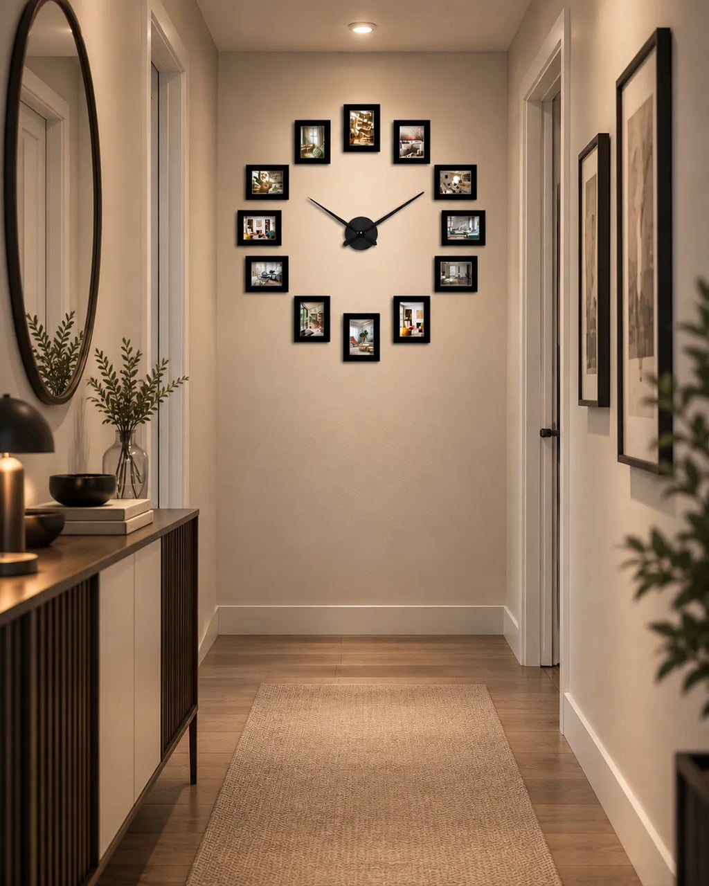 Horloge Murale Cadres Photo DIY Noire 120 cm Silencieuse