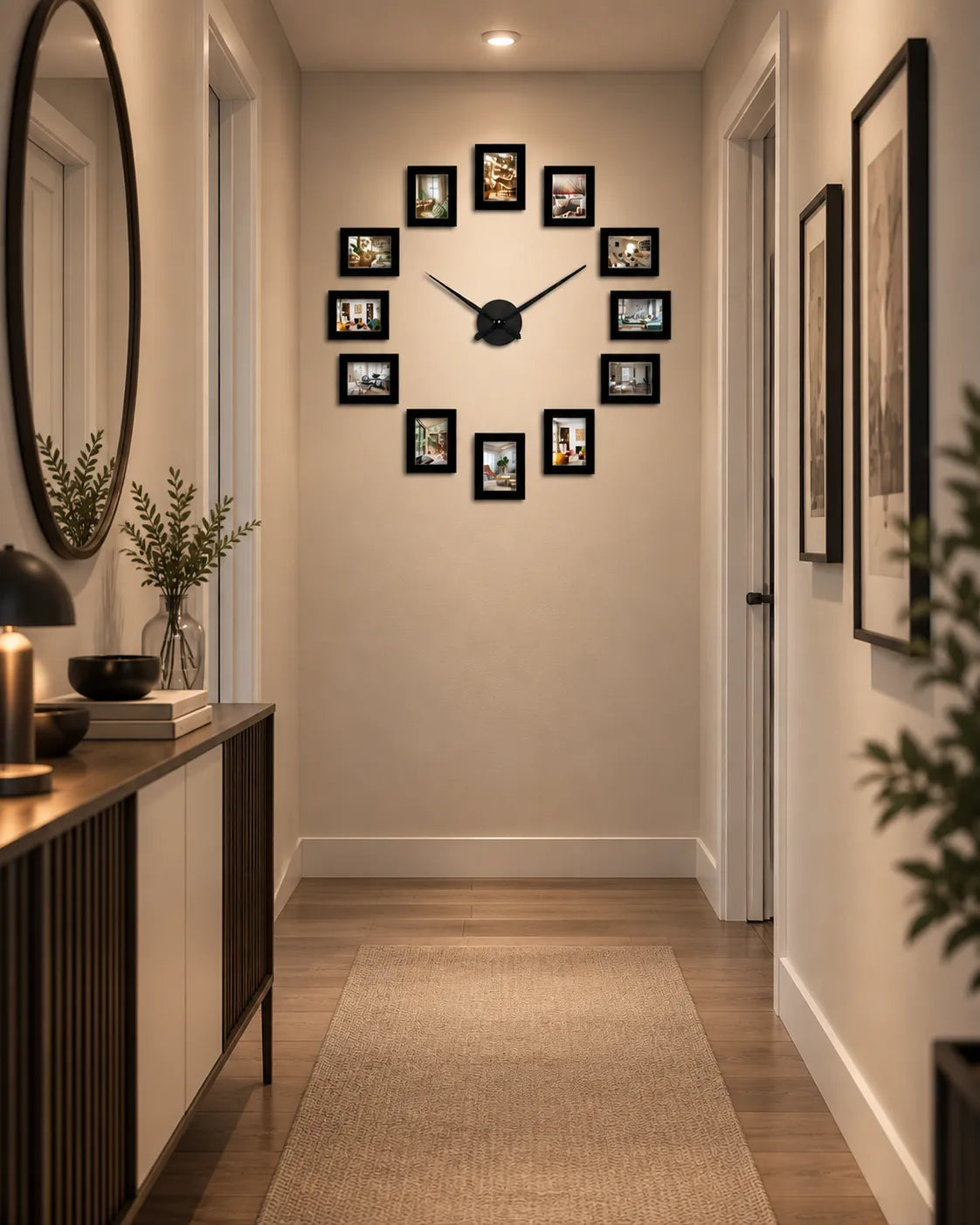 Horloge Murale Cadres Photo DIY Noire 120 cm Silencieuse