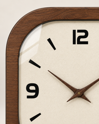 Horloge Murale Bois Carrée Crème Rétro Silencieuse — 3 Tailles