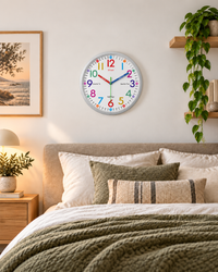 Horloge Murale Ronde Minimaliste Verre et Plastique Silencieuse