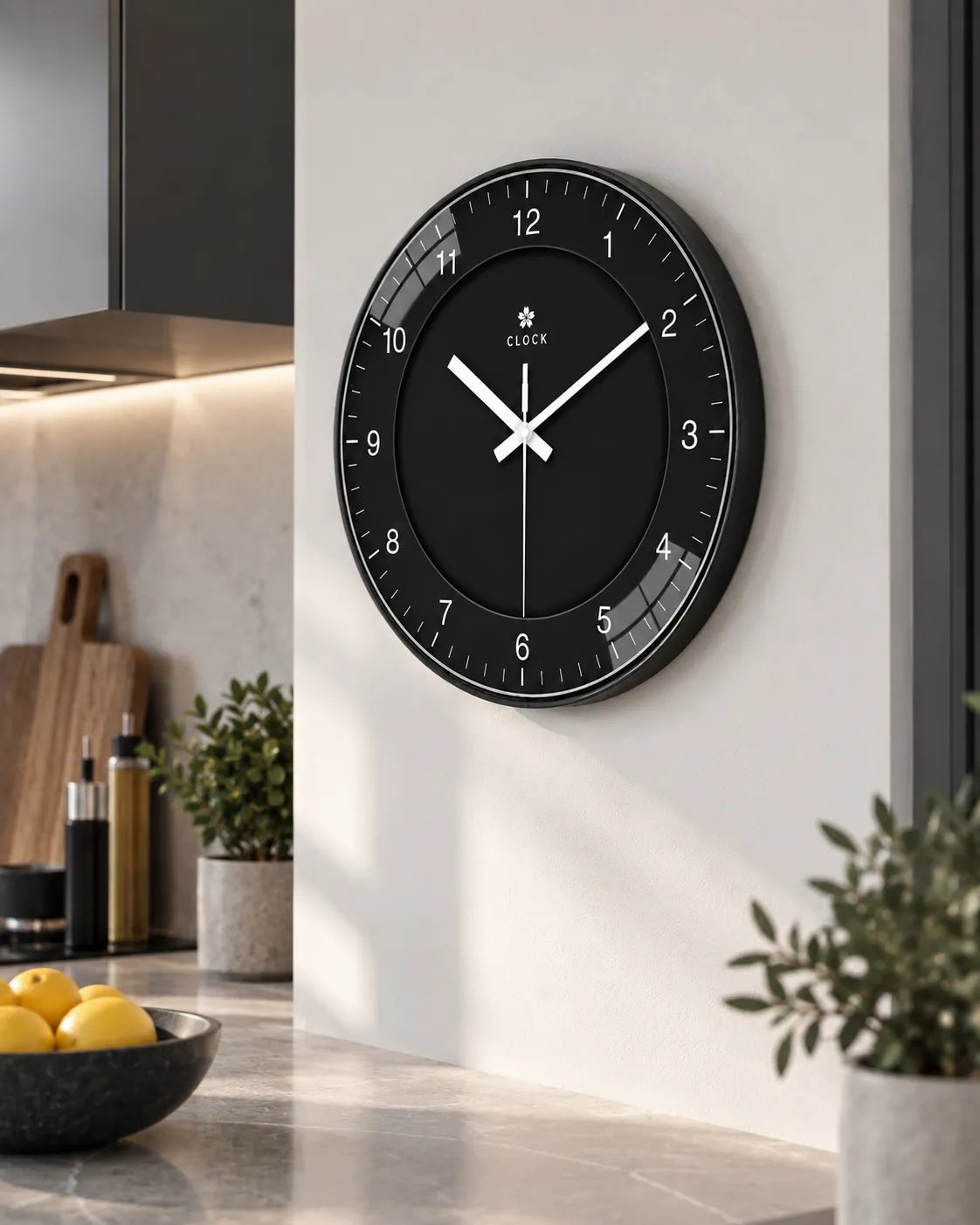 Horloge Murale Noire Ronde Silencieuse — 4 Tailles