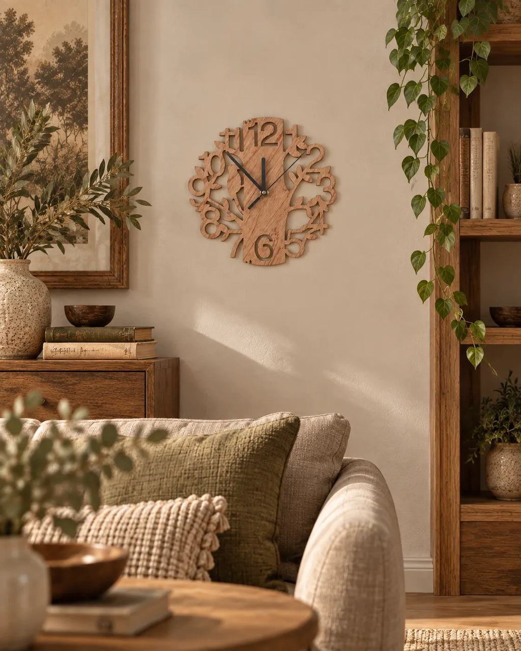 Horloge Murale Arbre en Bois 22 cm Mouvement Quartz