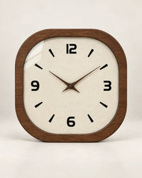 Horloge Murale Bois Carrée Crème Rétro Silencieuse — 3 Tailles