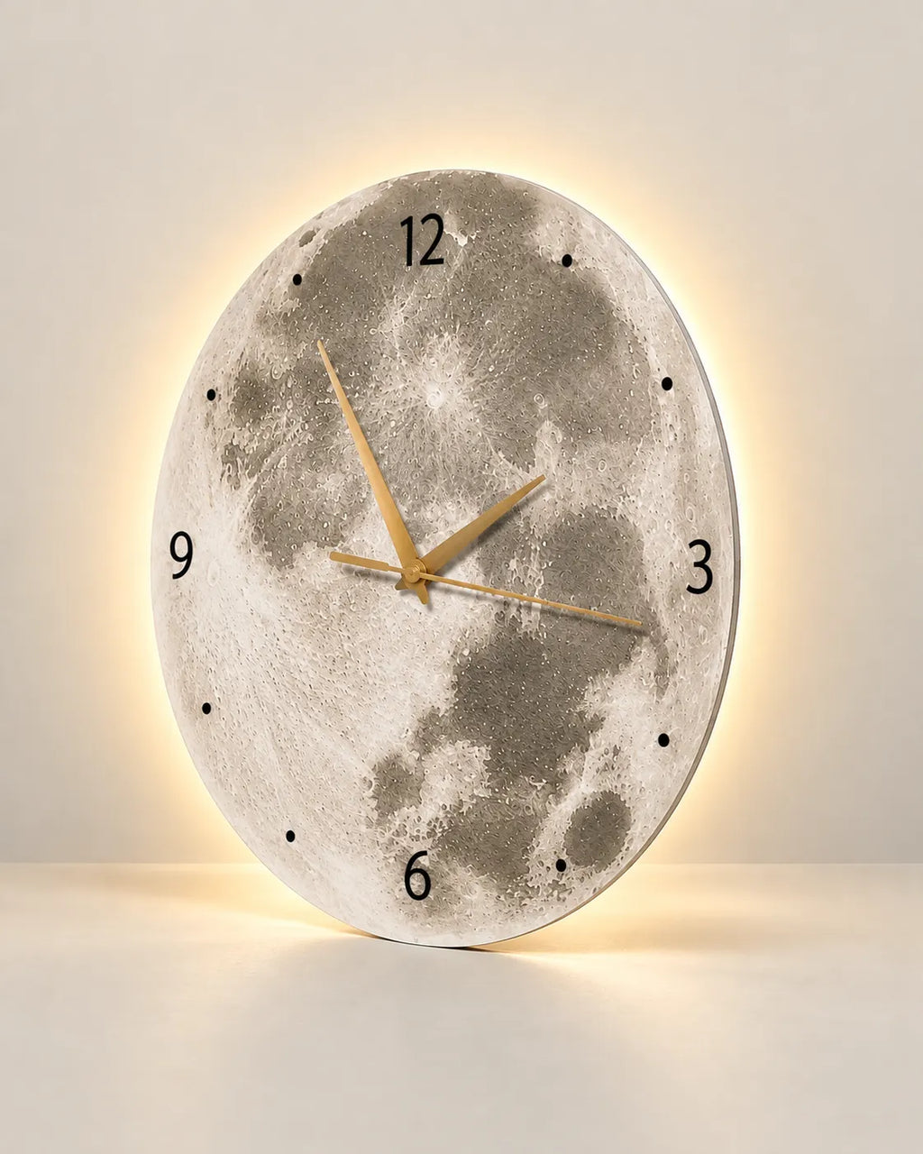 Horloge Murale Lune LED Luminosité Réglable — 3 Tailles