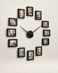 Horloge Murale Cadres Photo DIY Noire 120 cm Silencieuse