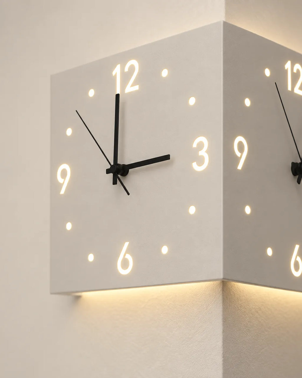 Horloge Murale d’Angle Double Face Carrée Silencieuse