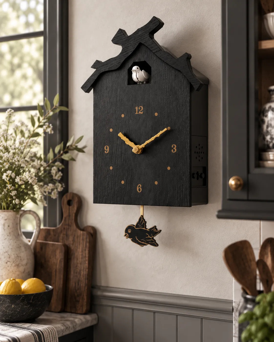 Horloge Coucou Bois Maison avec Oiseau Animé et Balancier
