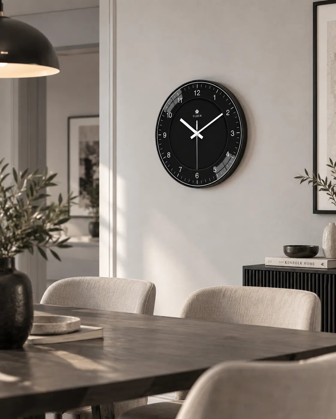 Horloge Murale Noire Ronde Silencieuse — 4 Tailles