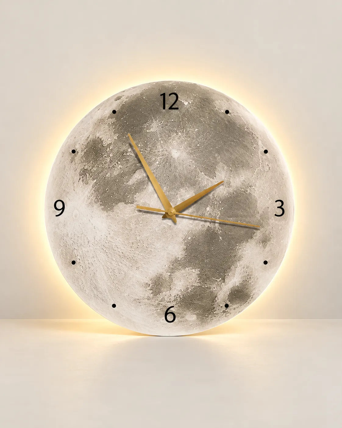 Horloge Murale Lune LED Luminosité Réglable — 3 Tailles