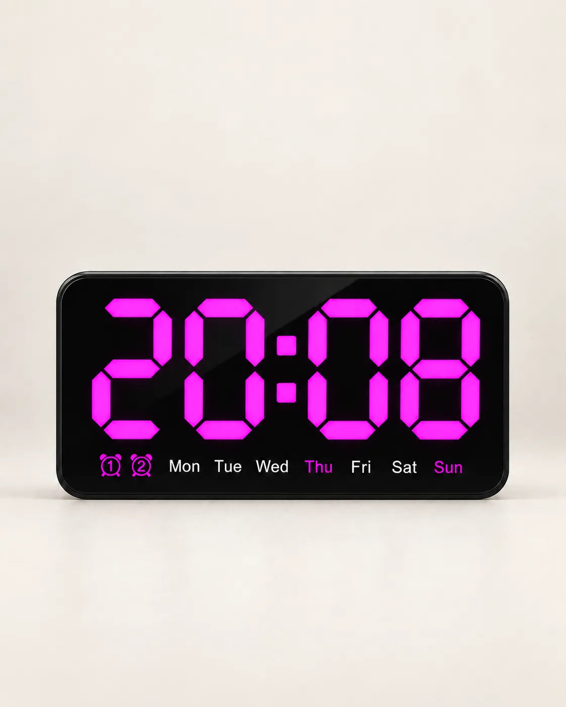 Horloge Murale LED 21,5 cm Activation Sonore et Double Alarme