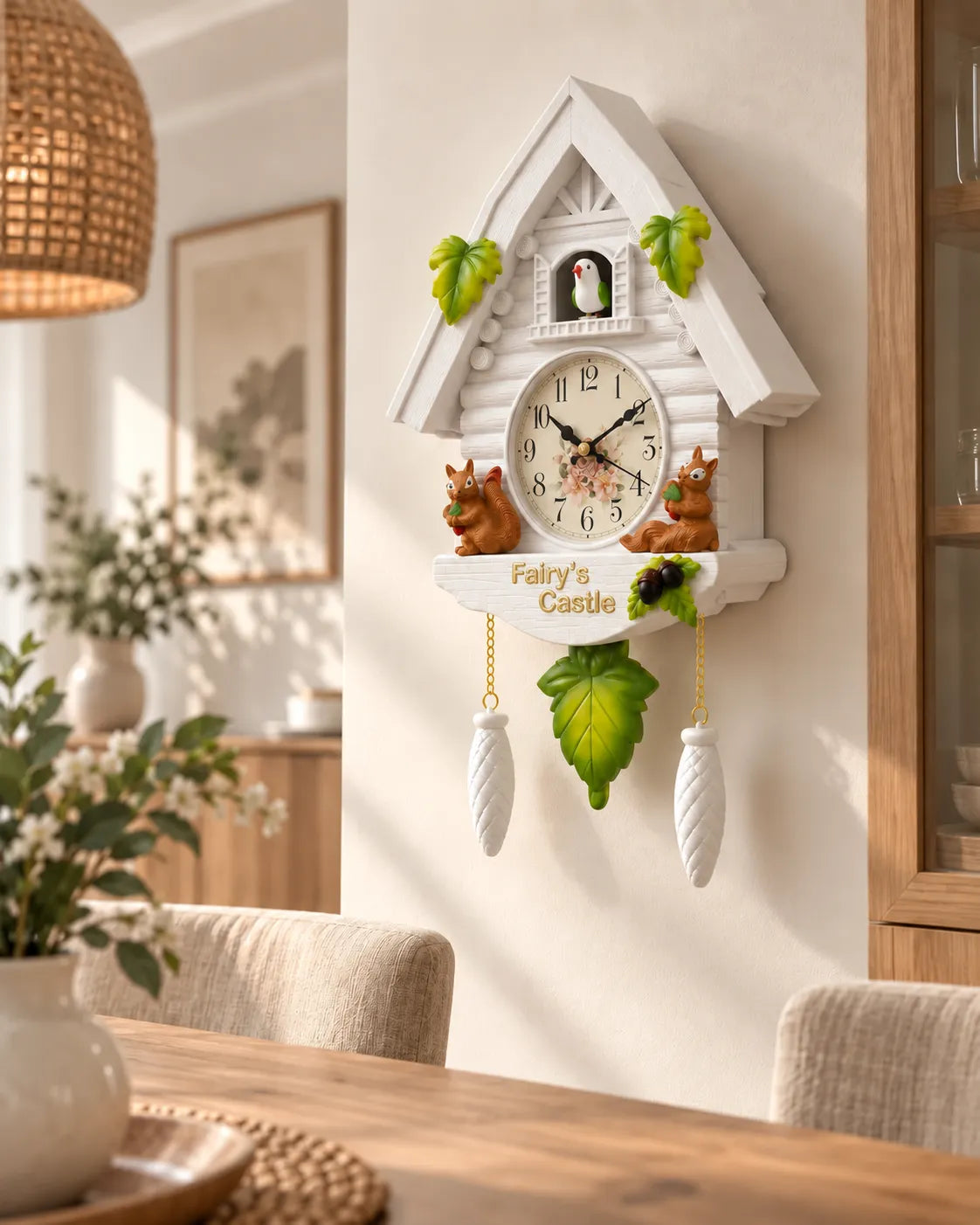 Horloge Coucou Maison Féérique en Résine avec Sonnerie et Balancier