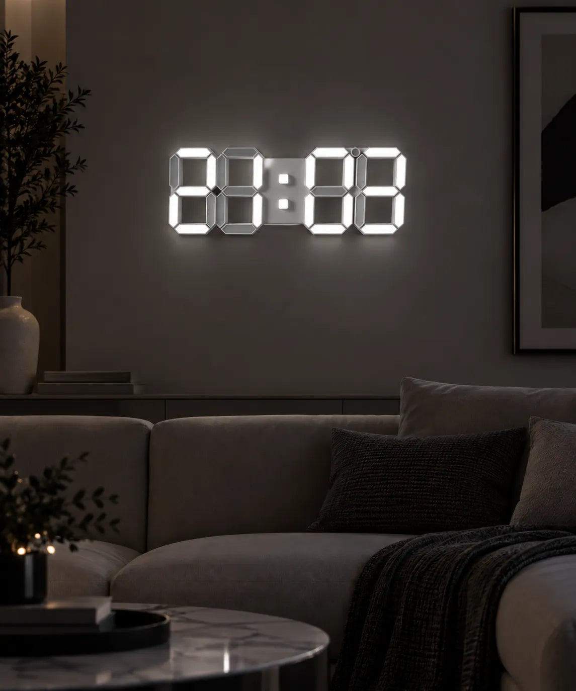 Horloge Murale Numérique LED 3D avec Minuteur et Luminosité Réglable