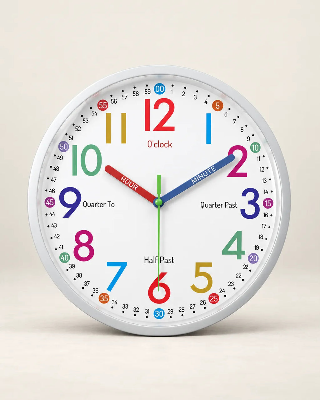 Horloge Murale Ronde Minimaliste Verre et Plastique Silencieuse
