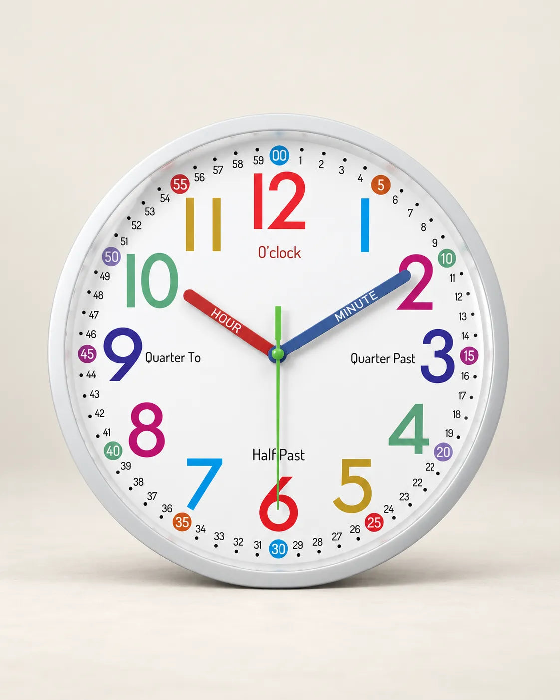 Horloge Murale Ronde Minimaliste Verre et Plastique Silencieuse