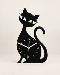 Horloge Murale Chat Acrylique 30 × 17 cm Silencieuse