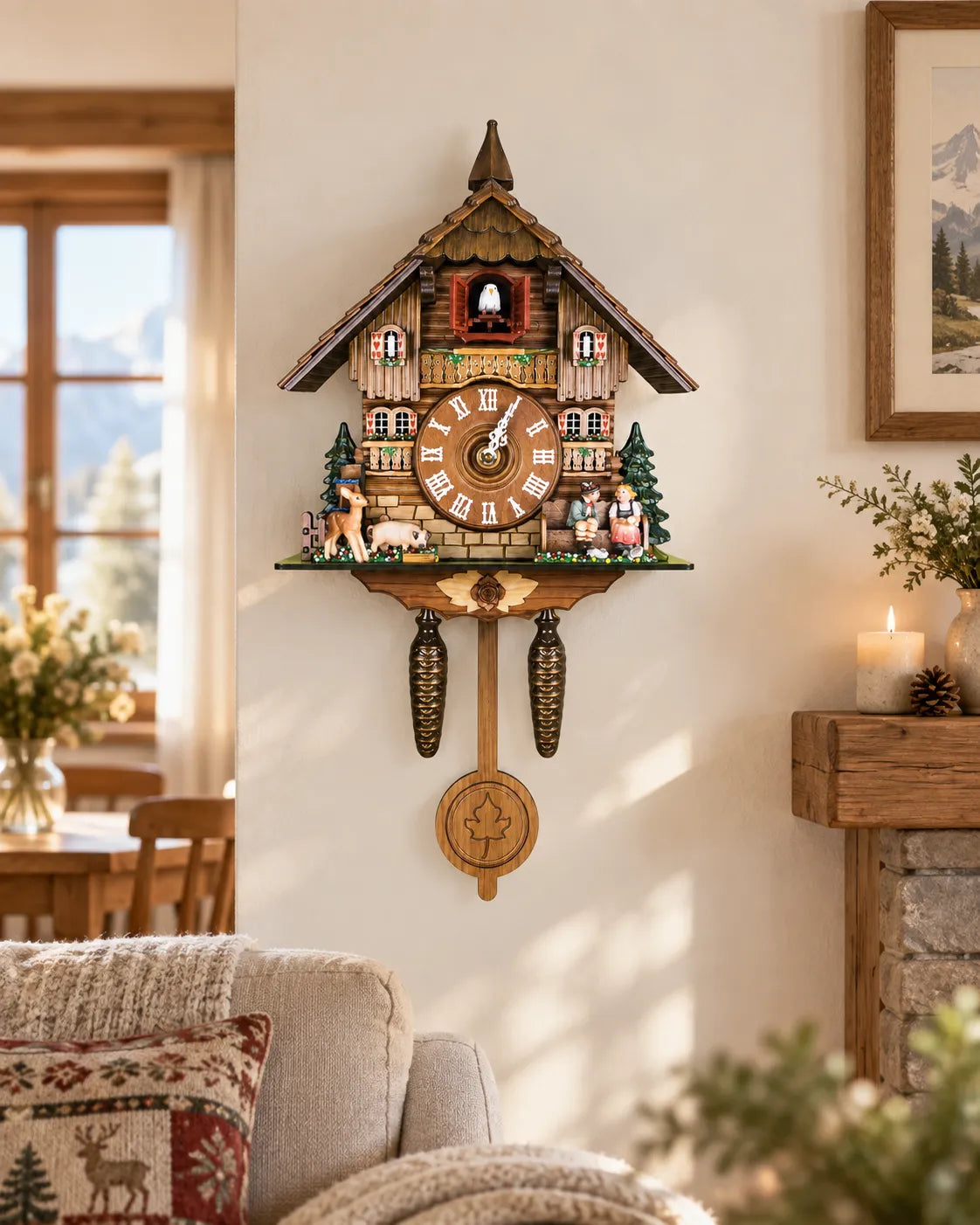Horloge Coucou Bois Rétro Oiseau Animé à Sonnerie — 3 Modèles