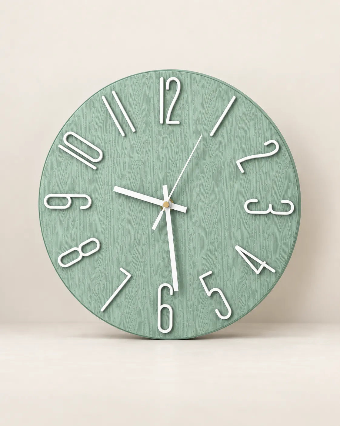 Horloge Murale Ronde 30 cm Chiffres 3D Silencieuse — 4 Coloris