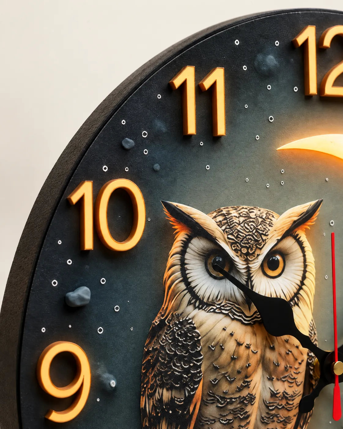 Horloge Murale Bois Motif Clair de Lune Silencieuse