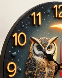 Horloge Murale Bois Motif Clair de Lune Silencieuse