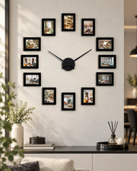 Horloge Murale Cadres Photo DIY Noire 120 cm Silencieuse
