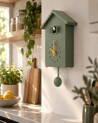 Horloge Coucou Moderne 20 × 25 cm Oiseau Animé et Balancier