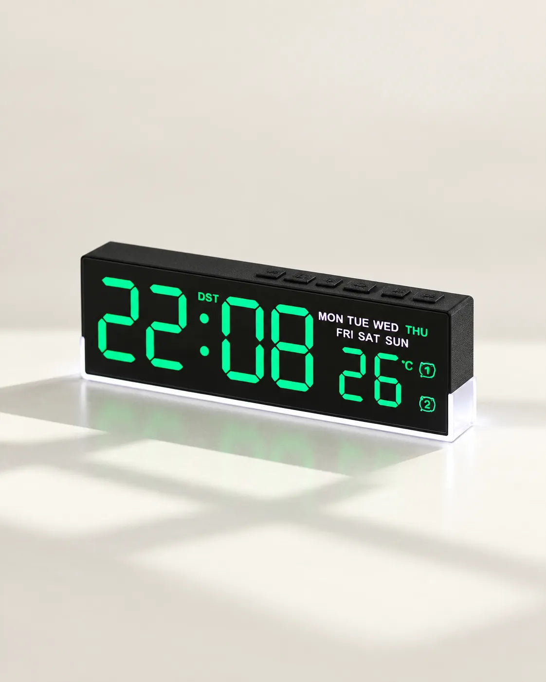 Réveil Numérique LED 16,8 cm Double Alarme et Lumière d’Ambiance