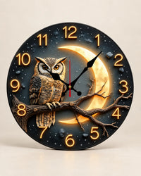 Horloge Murale Bois Motif Clair de Lune Silencieuse