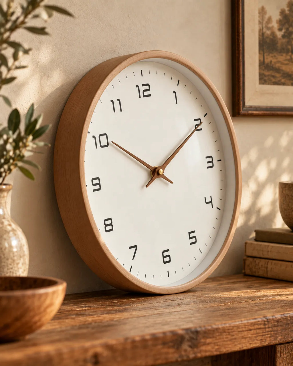 Horloge Murale Bois Massif Scandinave Silencieuse — 2 Modèles