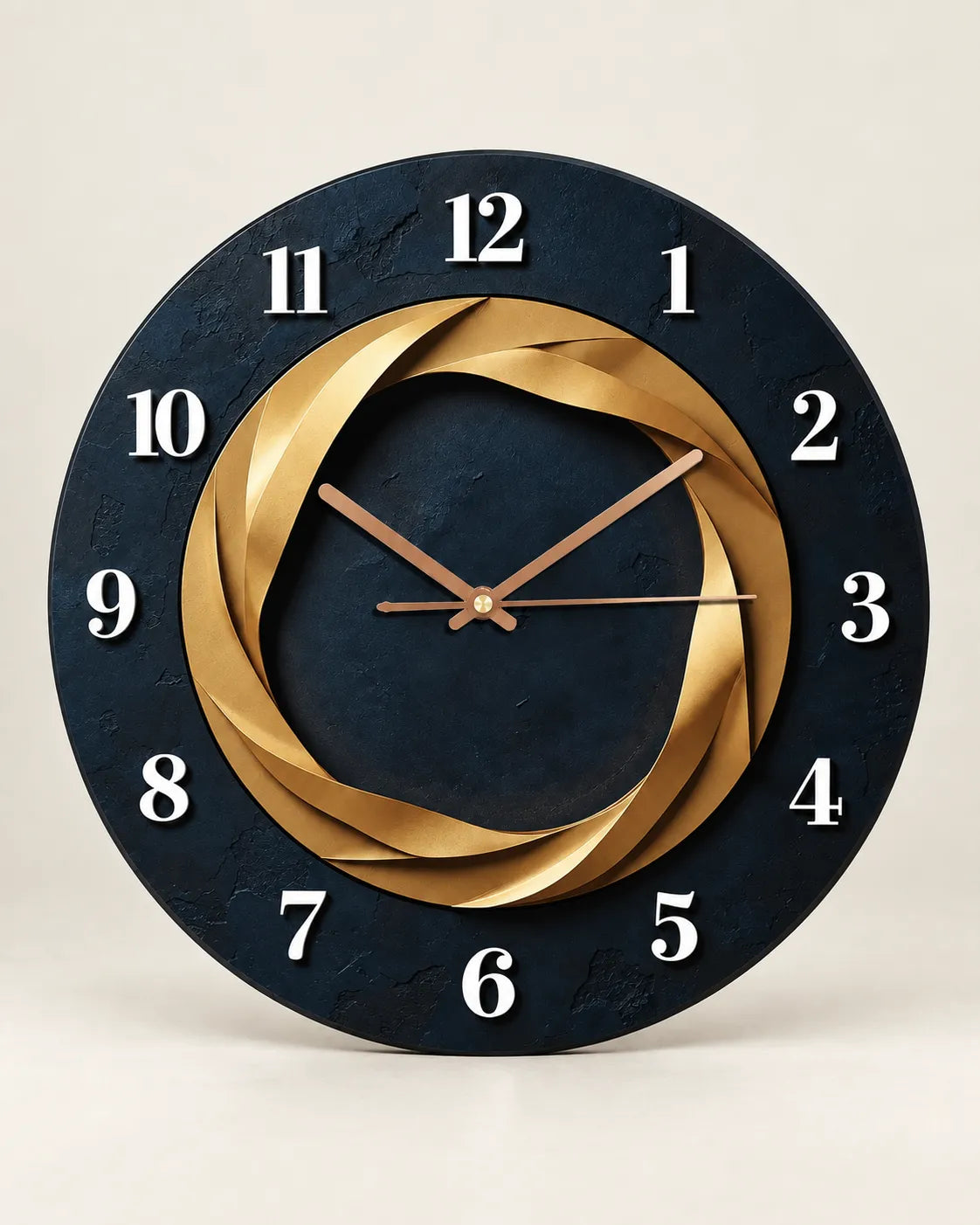 Horloge Murale Spirale Dorée Silencieuse — 2 Tailles