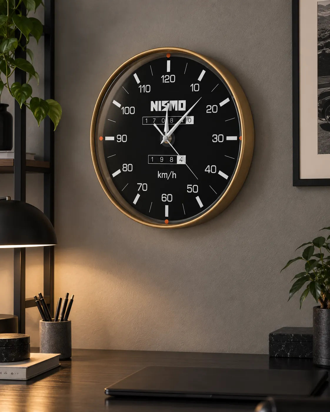Horloge Murale Compteur de Voiture Acrylique 30 cm Silencieuse